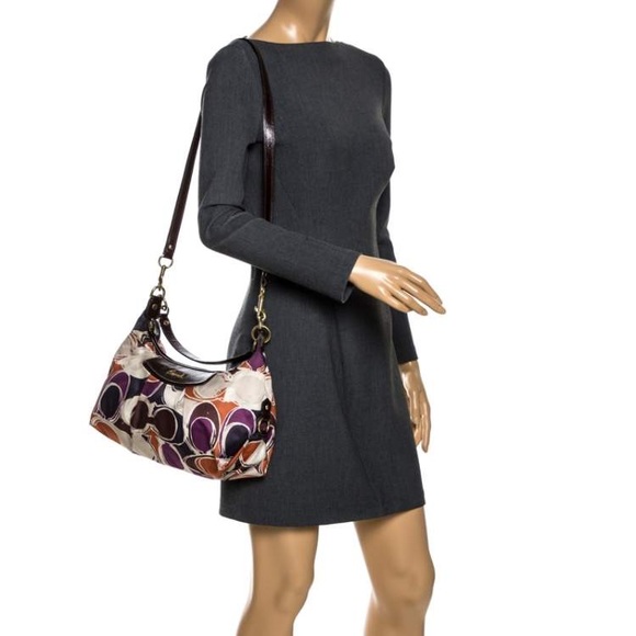 Coach Multicolor Signature Satin Ashley Satchel, EUC - Picture 2 of 7